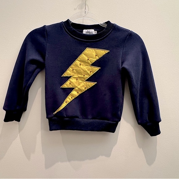 Kids Navy Blue Lightning Bolt Sweatshirt - Picture 1 of 6